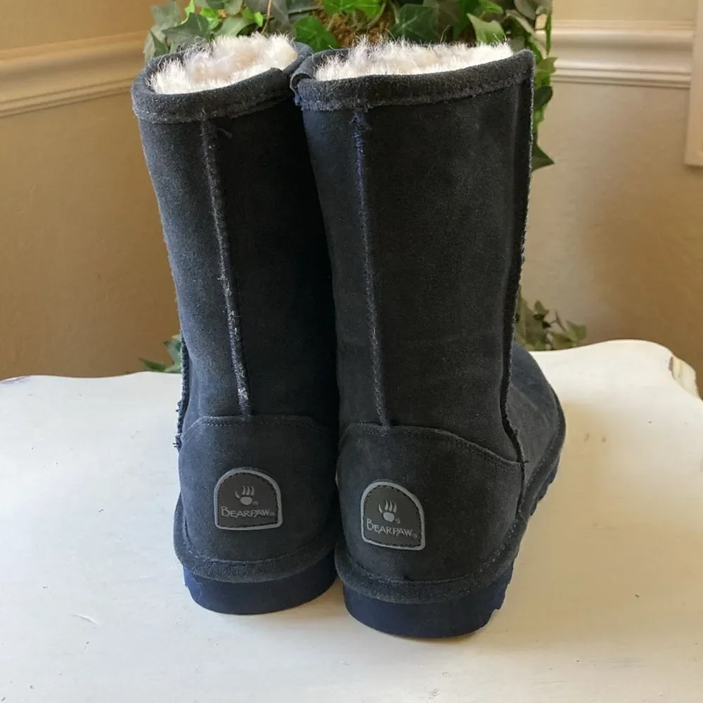 BearPaw Elle Short Blue Suede Pull On Women’s Boots Size 6